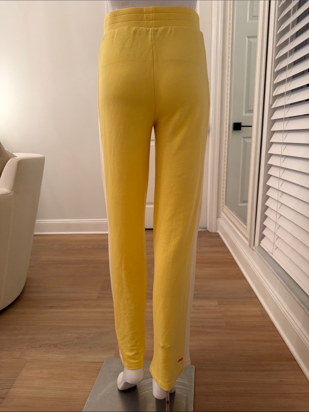 Yellow/Cream striped Women's Knit Pull-On Pants - Picture 7 of 12